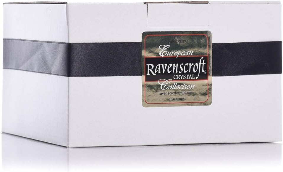 Ravenscroft personalizado – Decantador de whisky de hoja biselada de cristal sin plomo y 4 vasos de whisky escocés de malta individual y bandeja de