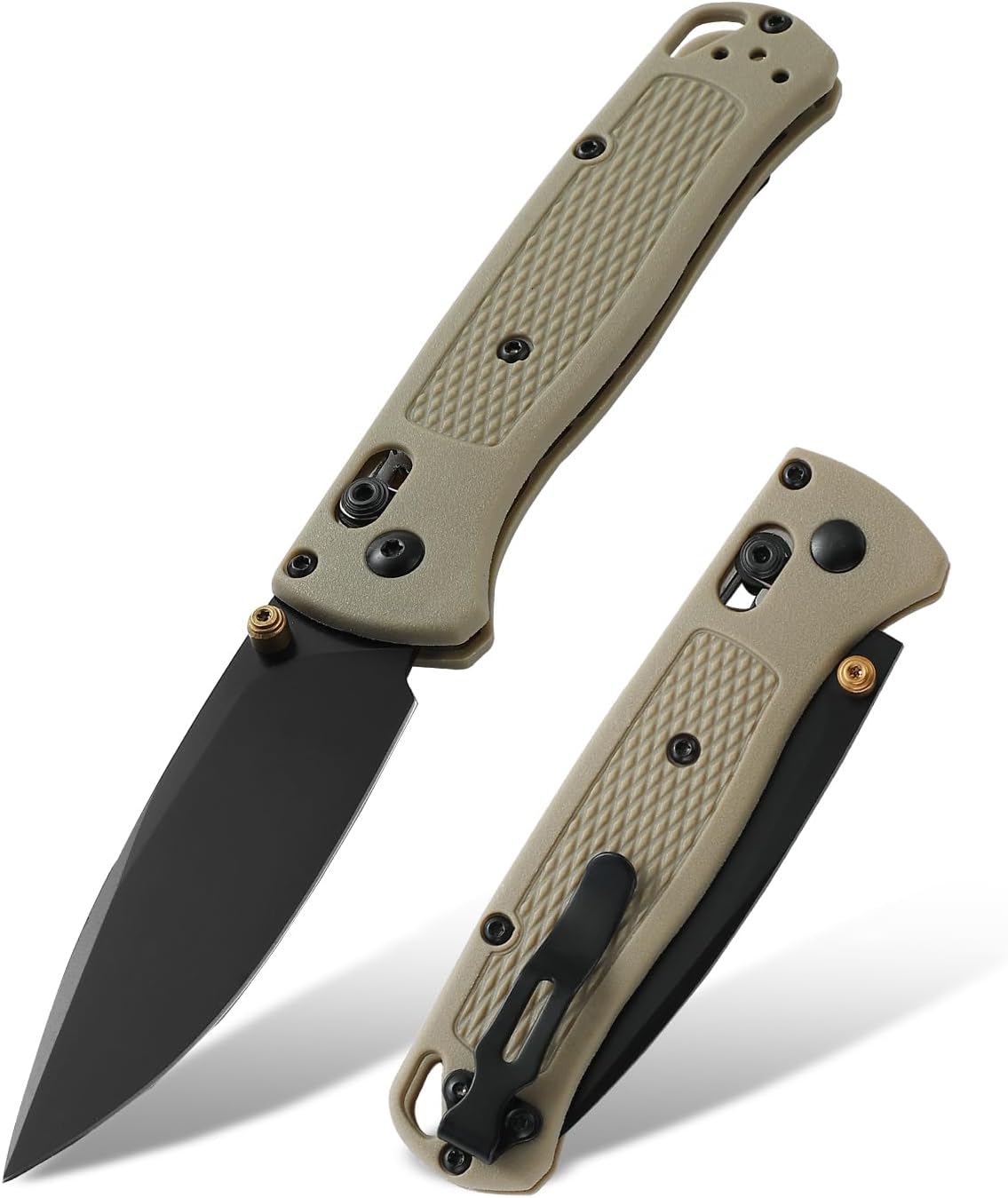 Cuchillos plegables EDC para hombres, apertura manual de polea 7.4 hombres, hoja 8Cr13MoV, vástago de fibra de nailon reforzado, cuchillo plegable