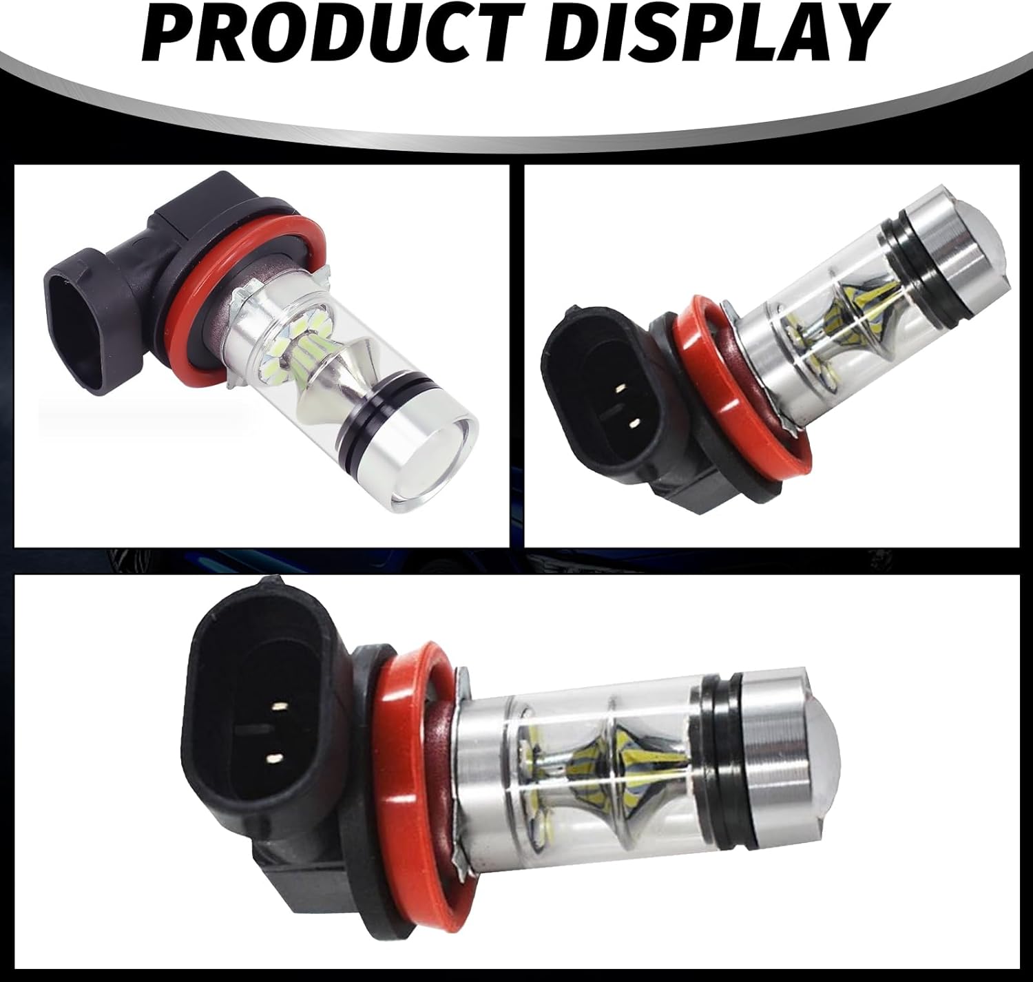 2 luces antiniebla LED H8H11 para automóvil, 20 LED, 100 W, 1000 lm, luz blanca súper brillante, luz de haz bajo, Plug and Play 360 grados DRL,