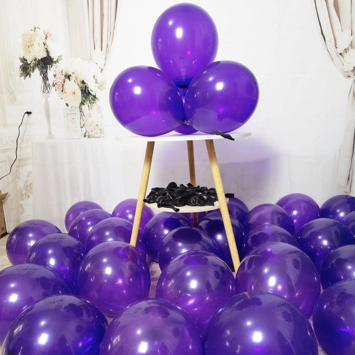 Paquete de 300 globos morados, globos de fiesta color morado oscuro de 12 pulgadas, para bodas, cumpleaños, baby shower y más