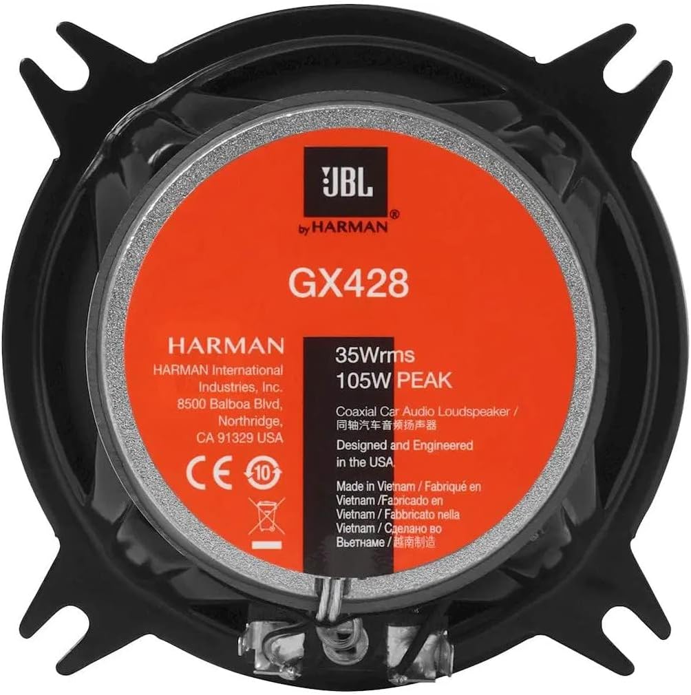 JBL GX428 105 vatios máximo, GX Series 4″ Altavoces coaxiales de audio para automóvil de 2 vías