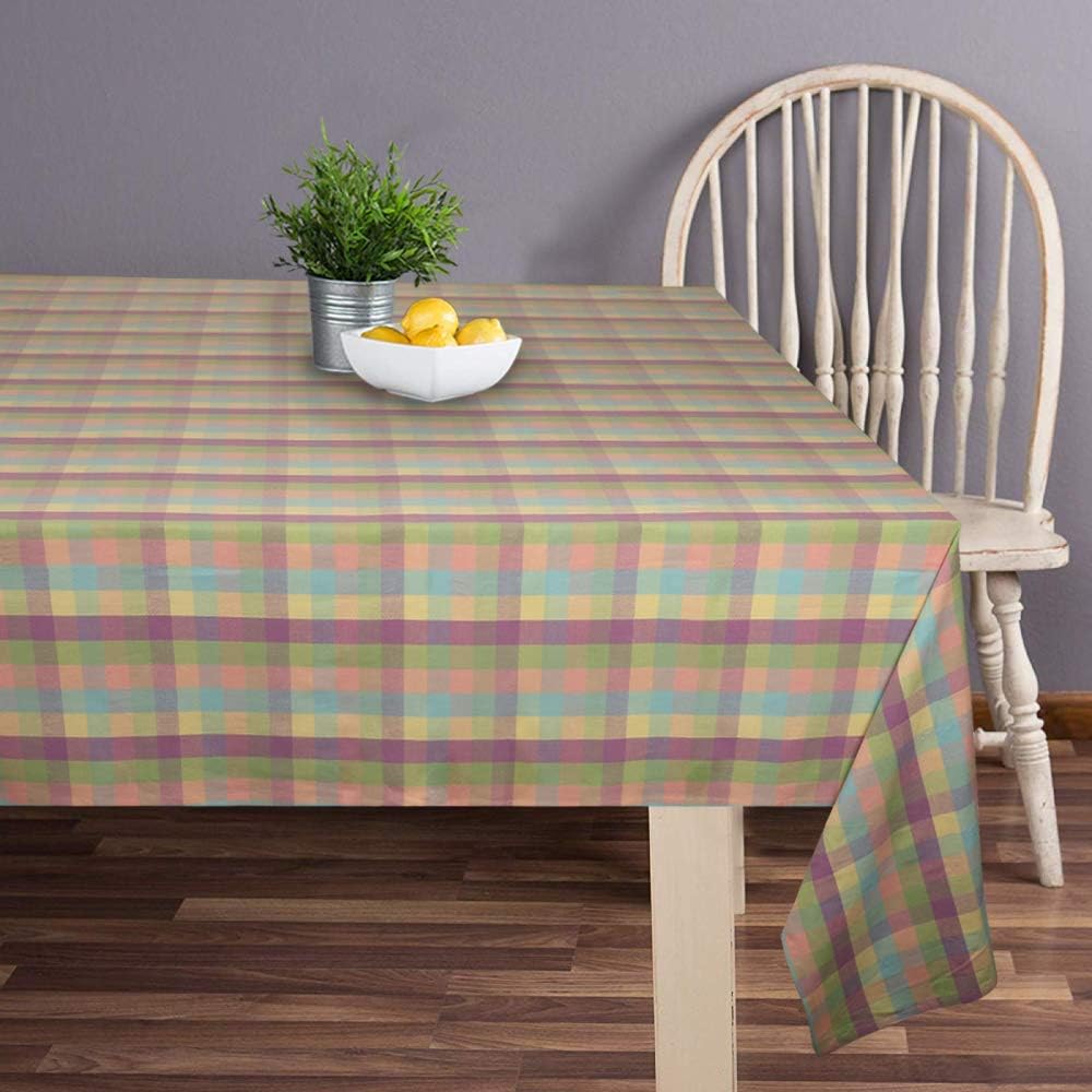 Urban Villa – Mantel de mesa 100% algodón, para uso diario, cenas familiares o fiestas en interiores o exteriores, a cuadros, modelo de Pascua,