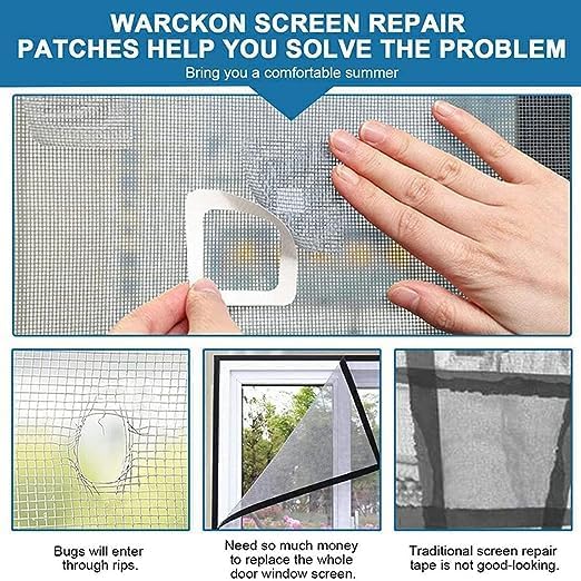 Adhesivo de reparación de mosquiteros blancos para evitar insectos, mosca, puerta, ventana, parche adhesivo de reparación para ventanas, 6 uds