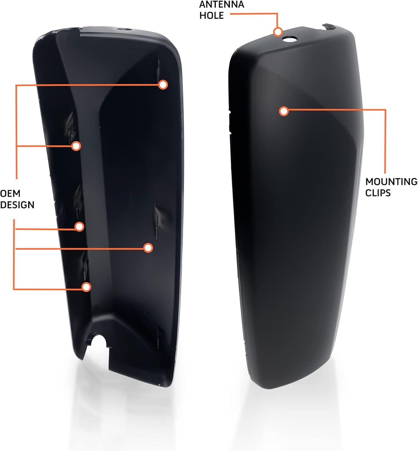 TORQUE Cubierta de espejo de puerta de repuesto para Volvo VNL 2004-2018 semi camiones negro mate cubierta curvada lado derecho del pasajero RHD