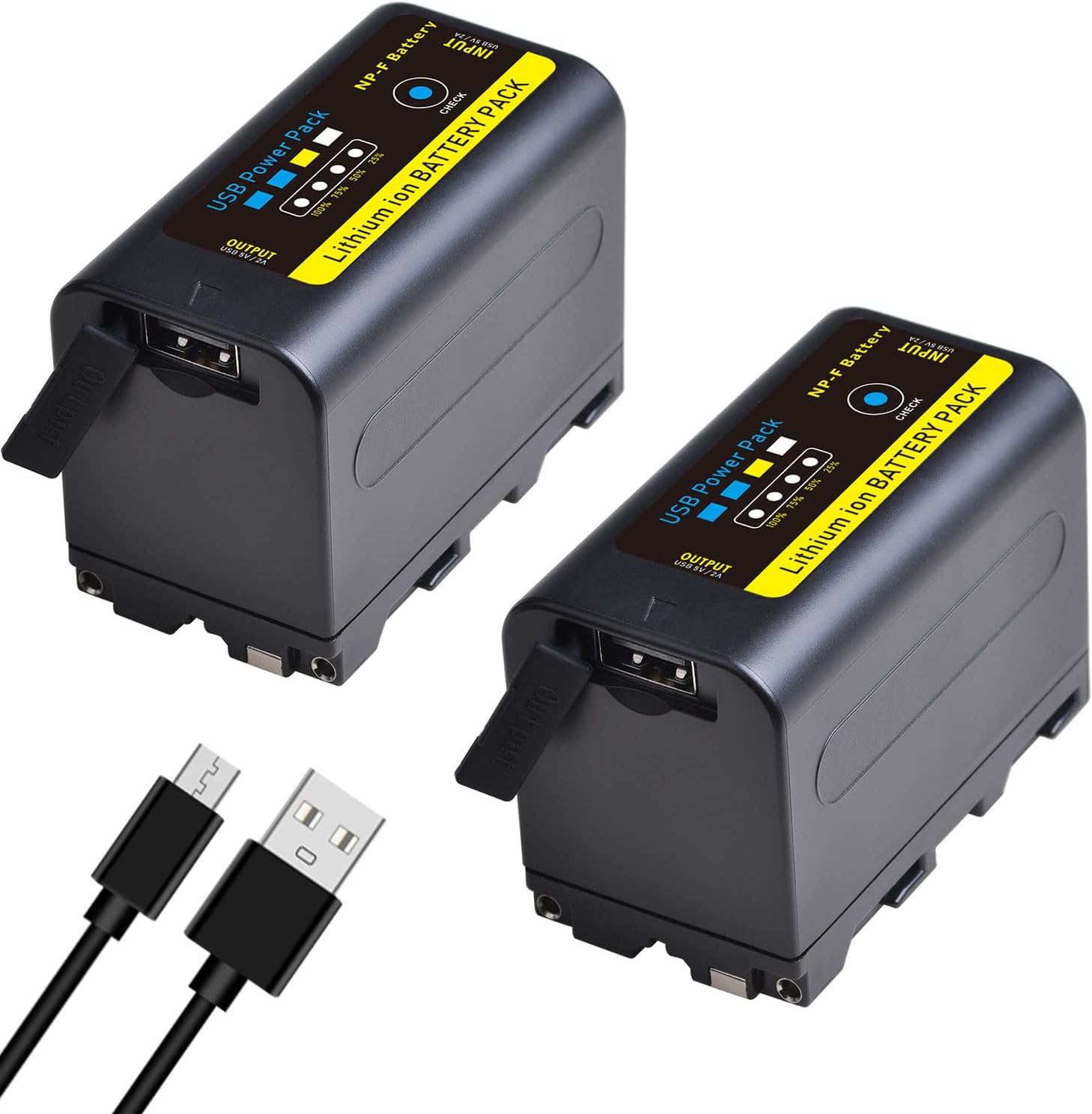 Paquete de 2 baterías NP-F750 para Sony NP-F970 NP-F975 NP-F980 NP-F960 NP-F770 NP-F550 y videocámaras Sony Handycam para YONGNUO Godox LED con