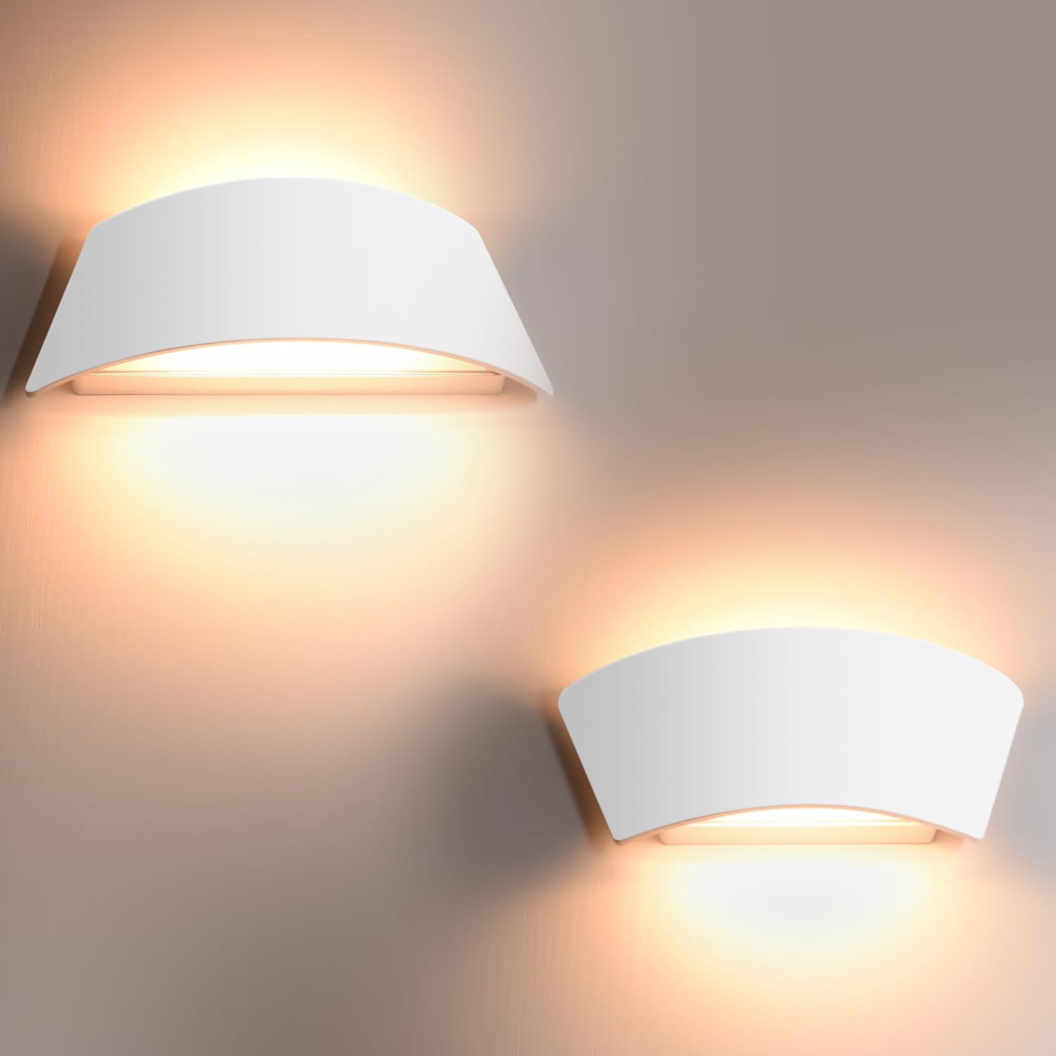 FUDESY Aplique de pared LED moderno blanco para interiores, con cableado arriba y abajo, para exteriores, lámpara de pared exterior de plástico
