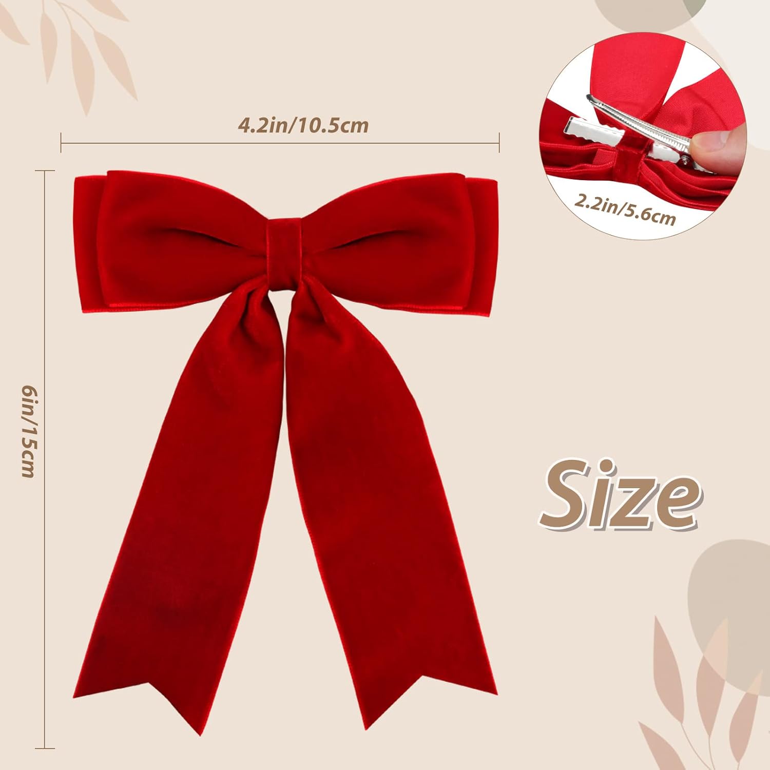 4 lazos de terciopelo para el cabello para niñas, pinzas para el cabello rojo, lazos largos para cola de caballo, accesorios para el cabello para