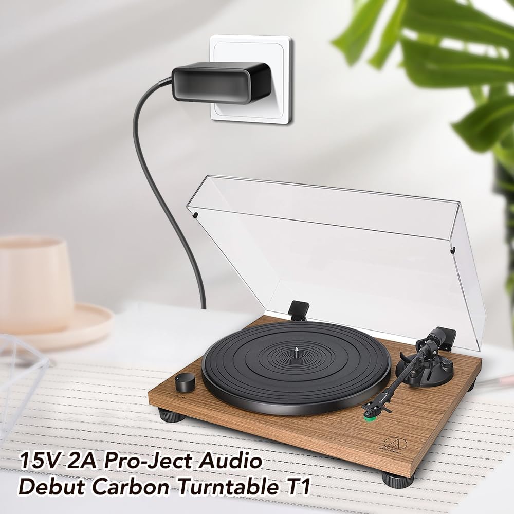 TAIFU Adaptador DC de 15 V CC para sistemas de audio Pro-Ject Debut Carbon DC Turntable Audio Power T1 HP BTX RPM 1 4 3 5 6 9 2M Rojo 2 Xpression