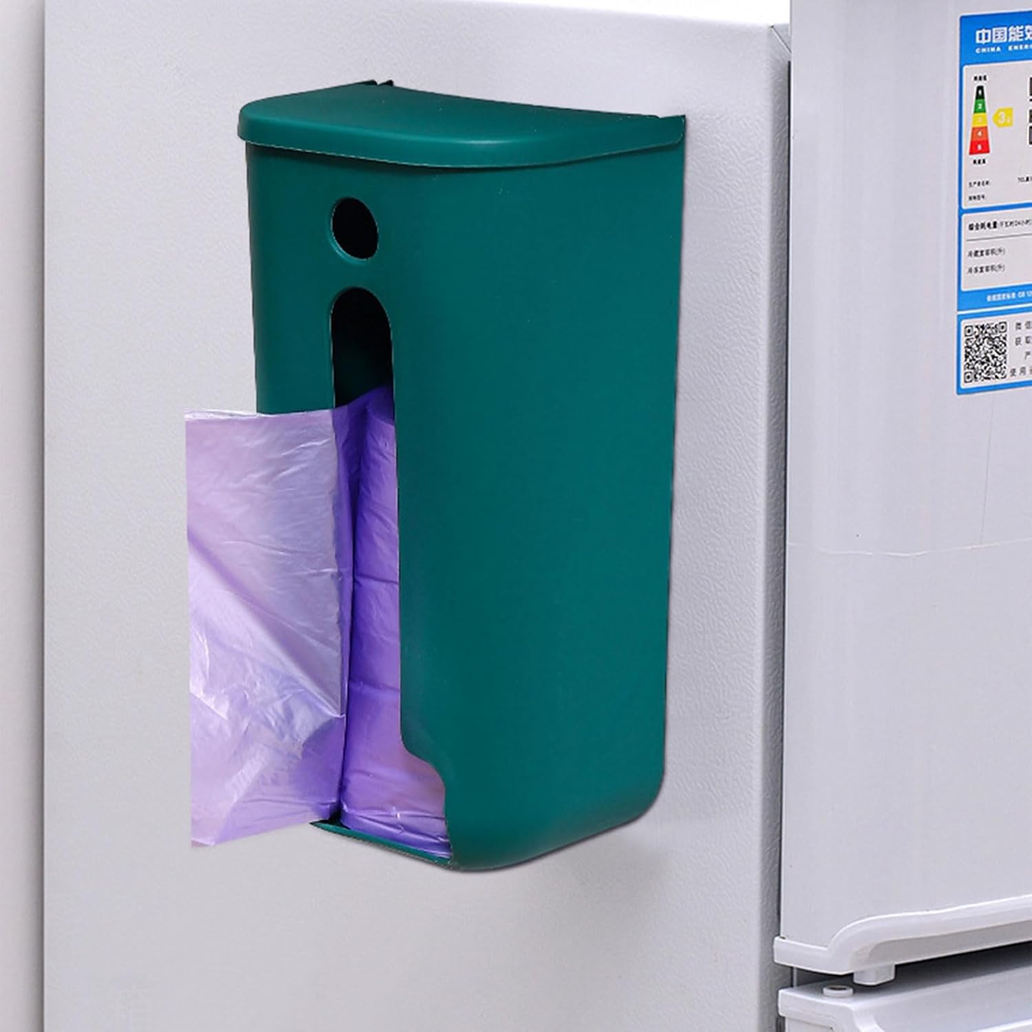 Dispensador de bolsas de basura, soporte de plástico para montaje en pared, organizador de armario de cocina, caja de almacenamiento para bolsa de
