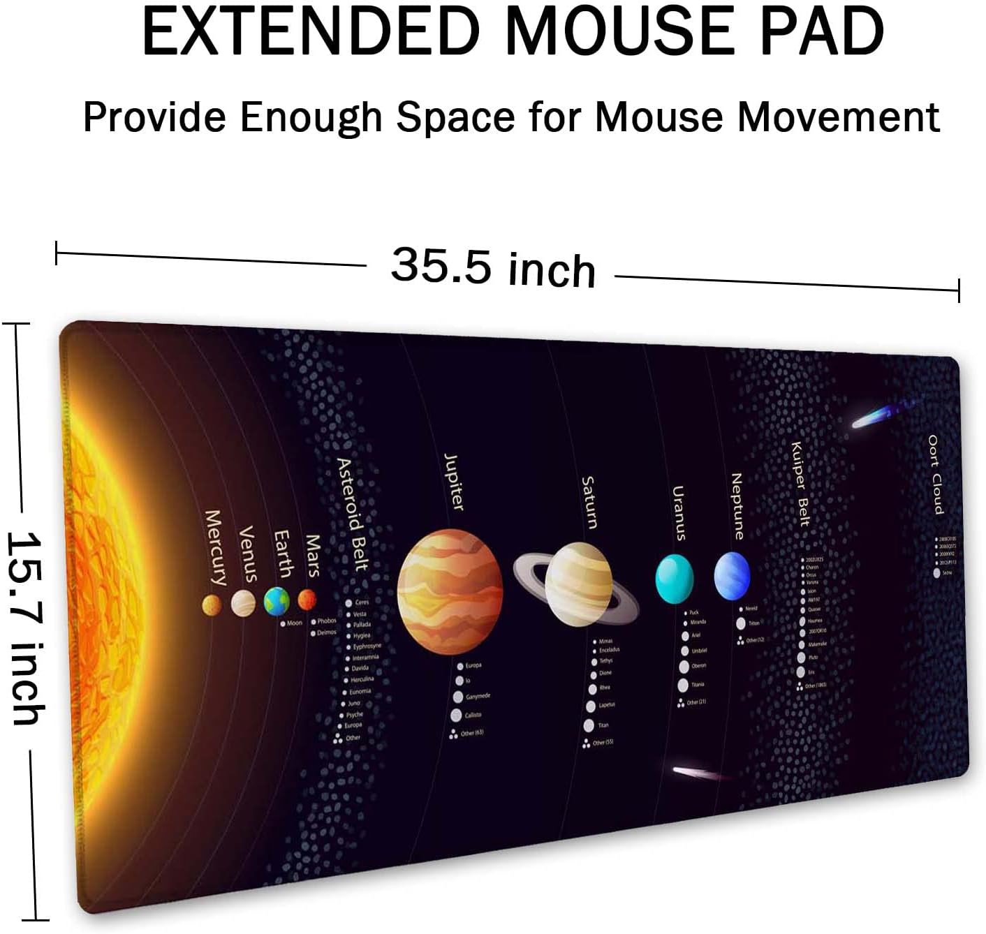 ArtSo – Alfombrilla de mouse extendida para juegos XXL, alfombrilla larga para teclado, decoración de escritorio, base de goma antideslizante,