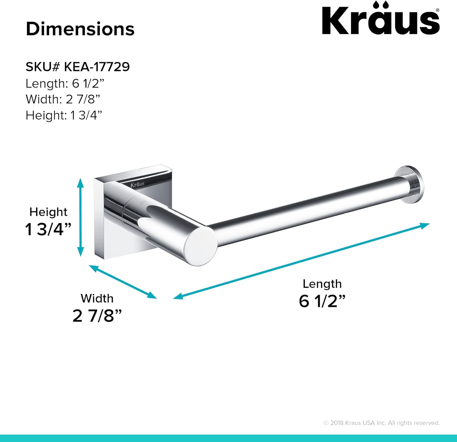 KRAUS Ventus KEA-17729CH – Soporte para papel higiénico, acabado cromado, 6 12 pulgadas