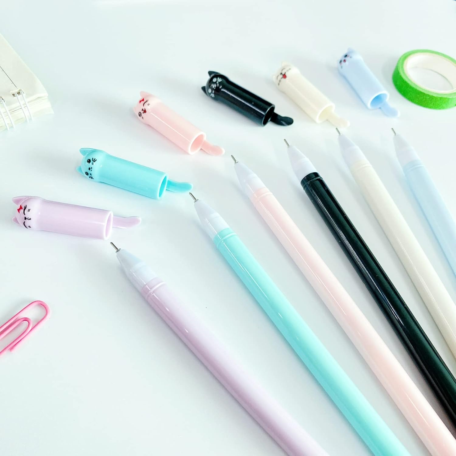 Bolígrafos lindos de dibujos animados de animales Kawaii Pen lindo bolígrafo de gato de 0.020 in bolígrafos de tinta negra bolígrafos para la