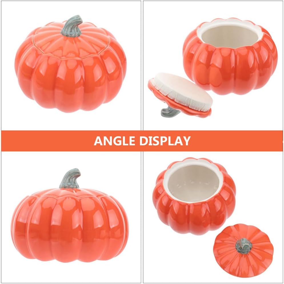 DOITOOL Cuenco de calabaza de Halloween con tapa, mini maceta de calabaza de 5 onzas, cuencos de sopa de calabaza de cerámica, mini horno naranja,