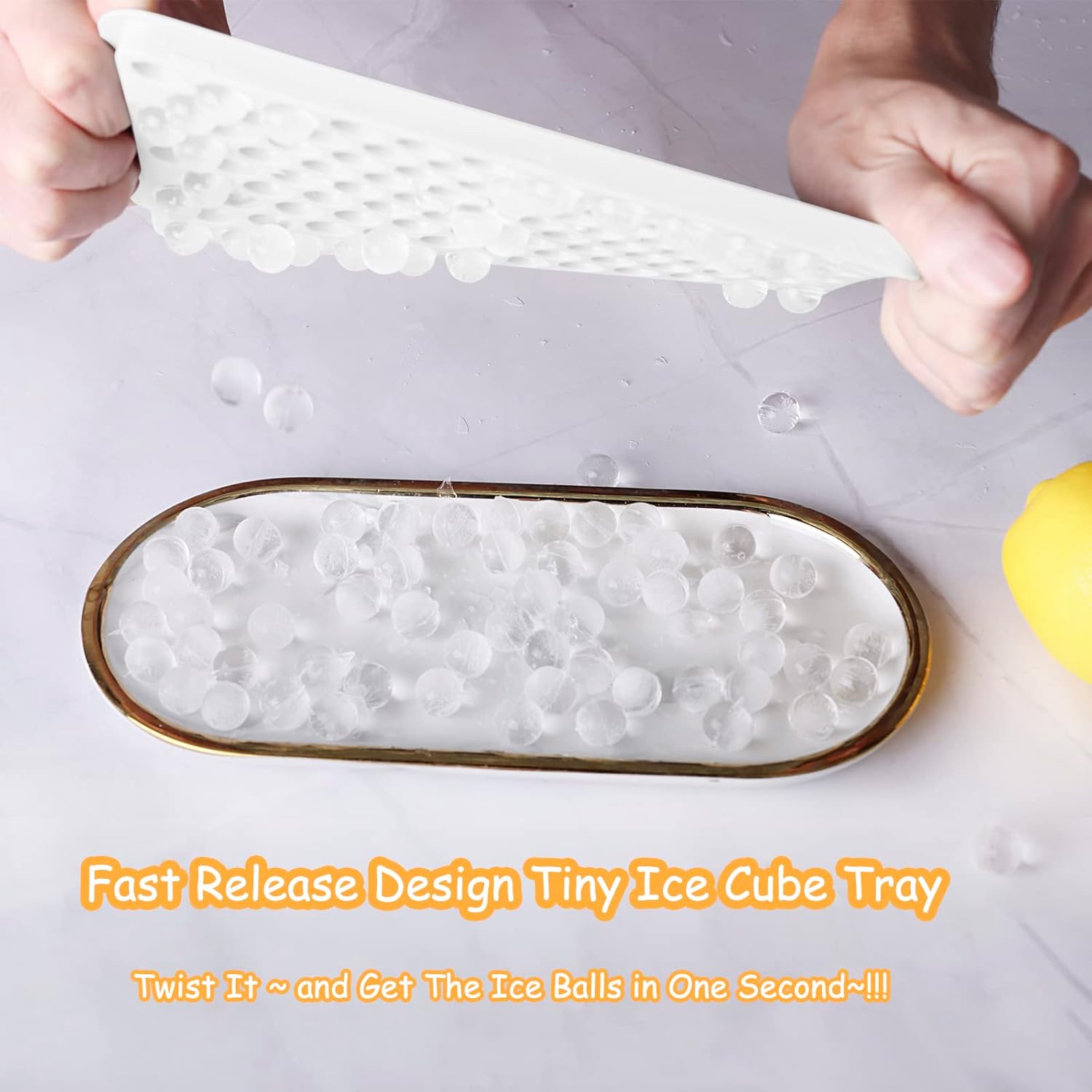 Mini bandejas para cubitos de hielo, apilables, pequeña máquina de hielo de 0.6 pulgadas para congelador de fácil liberación, molde de bolas de