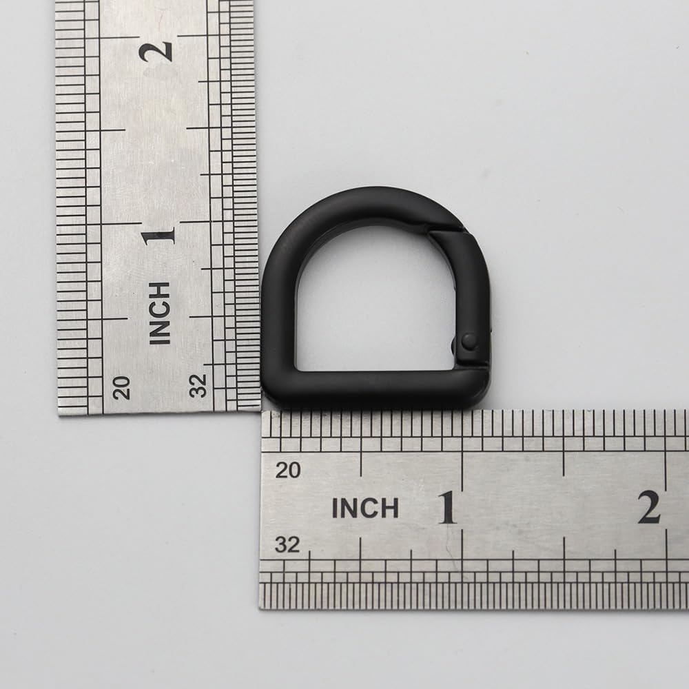 2 llaveros de resorte de metal semicírculo, clip de ganchos de resorte, hebilla de resorte, anillo plano en D para monederos (negro B)