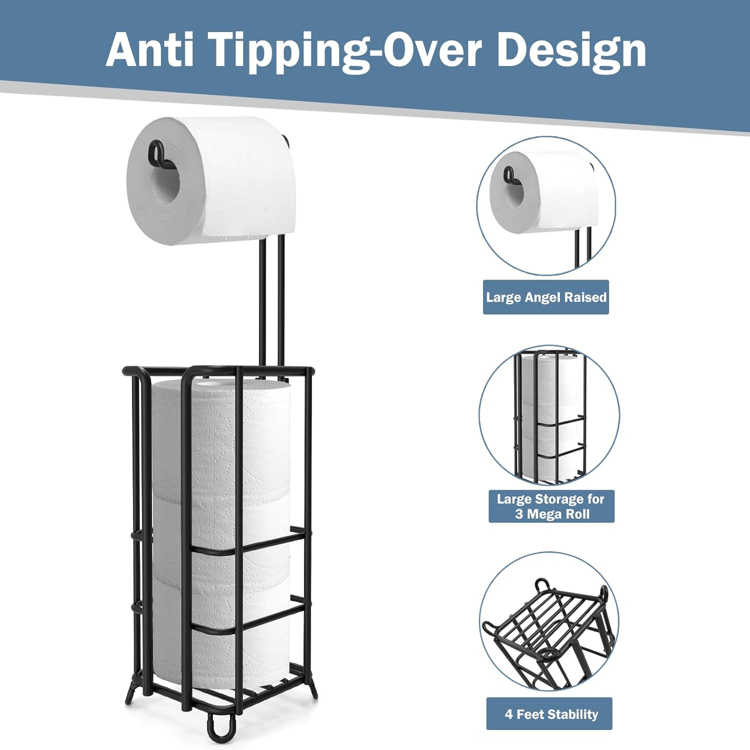 LKKL Soporte de papel higiénico, dispensador de rollos de papel higiénico con juego de escobilla de baño, soporte de acero inoxidable para baño e