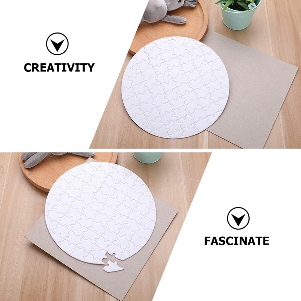 SEWACC Rompecabezas de sublimación en blanco de 4 piezas con forma redonda en blanco, rompecabezas de impresión de transferencia de calor para
