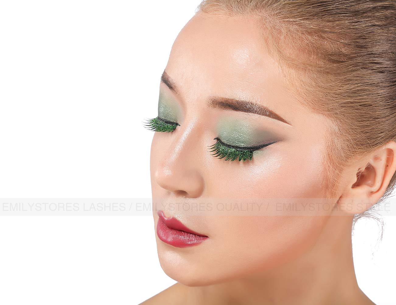 EMILYSTORES – Pestañas para disfraz de estrella brillante con alas verdes para Halloween, pestañas dramáticas, aspecto de fiesta, 1 par