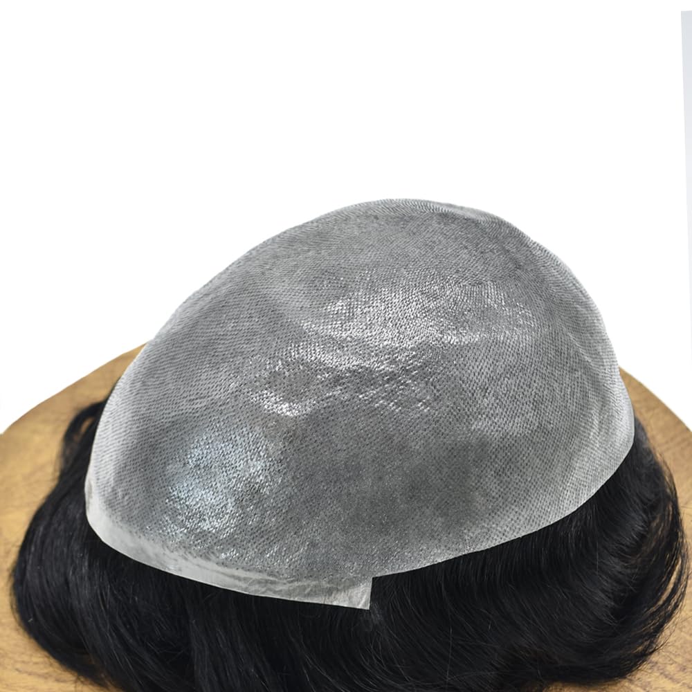 Pieza de pelo para hombre, tupé de cabello humano real, sistema de reemplazo para hombres, piel ultrafina, 0.002 in, protesis capilar para hombre,