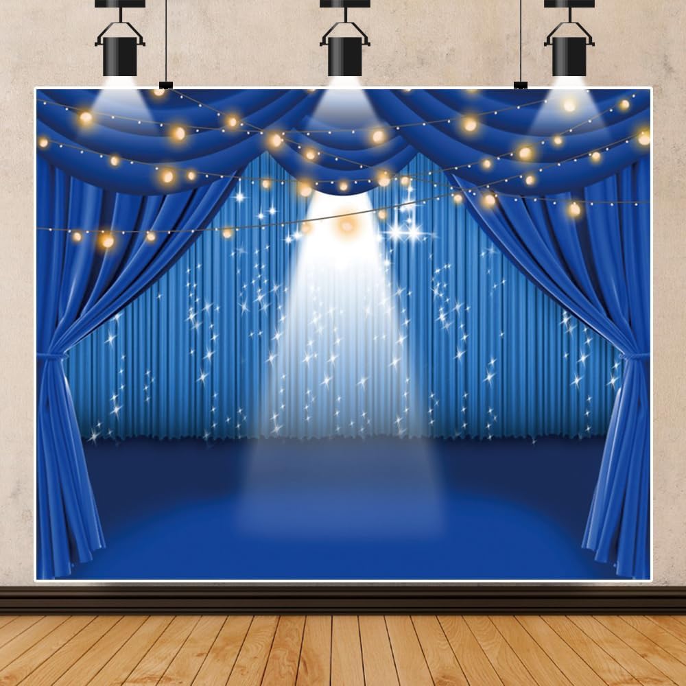 Telón de fondo azul para escenario, telón de fondo de teatro para fotografía, 10 x 8 pies, telón de fondo de teatro, espectáculo dramático,