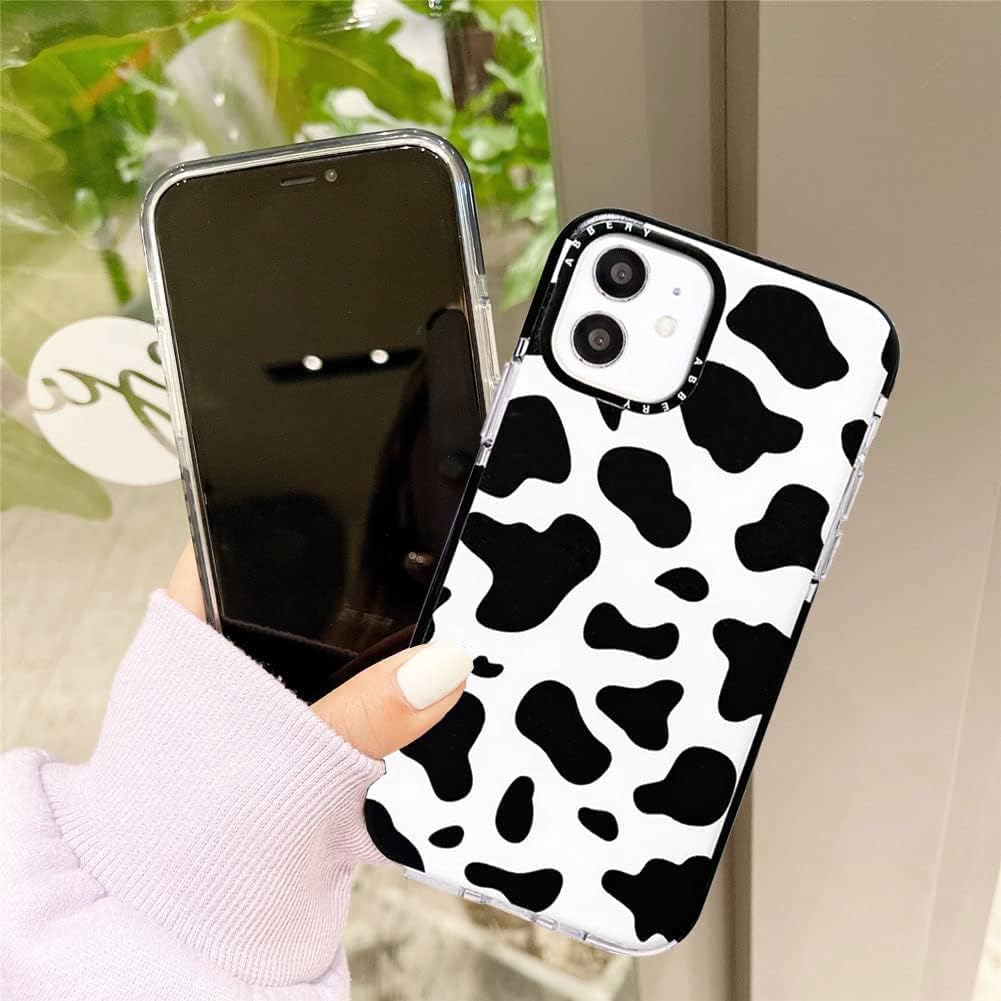 Abbery Funda diseñada para iPhone 11, diseño de vaca, bonita funda transparente con diseño de estampado de vaca, silicona suave, TPU resistente, a