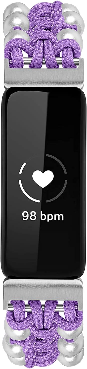FitTurn Lindas bandas de nailon compatibles con Fitbit ACE 3ACE 2 para niños, cuerda de perlas pequeña, ajustable, correa de nailon trenzado,
