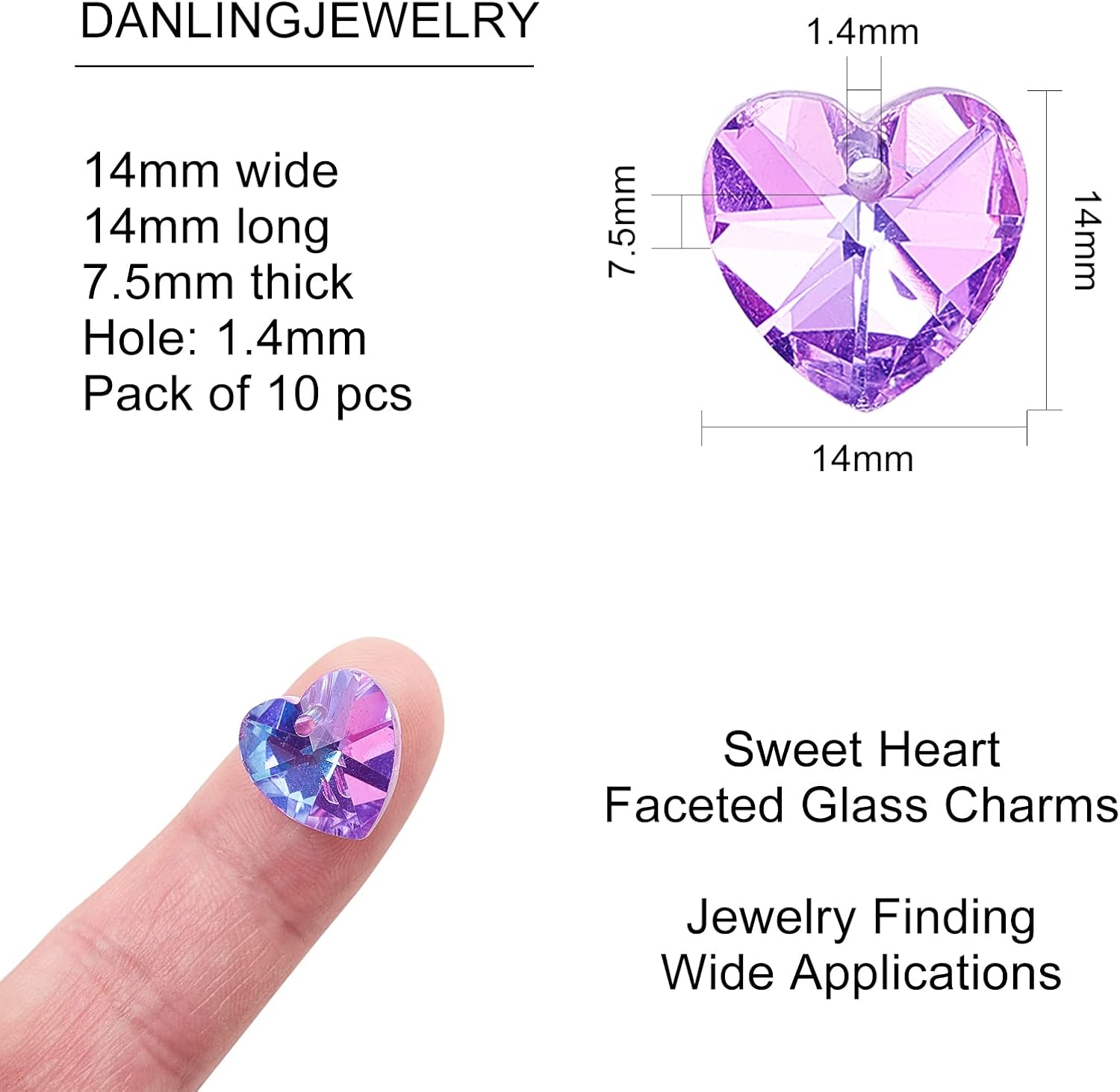 DanLingJewelry Dijes de cristal coloridos para hacer joyas de bricolaje, Vidrio