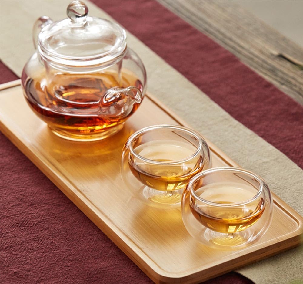 123Arts Tetera pequeña, tetera de vidrio con infusor, tetera para té suelto con tapa, 8 onzas