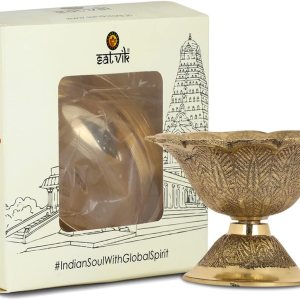 SATVIK – 1 pieza de latón en forma de flor Diya diseño grabado Devdas Metal Akhand Dia Festival Diwali Puja Pooja Mandir Home Temple Oil Lamp con SATVIK – 1 pieza de latón en forma de flor Diya diseño grabado Devdas Metal Akhand Dia Festival Diwali Puja Pooja Mandir Home Temple Oil Lamp con