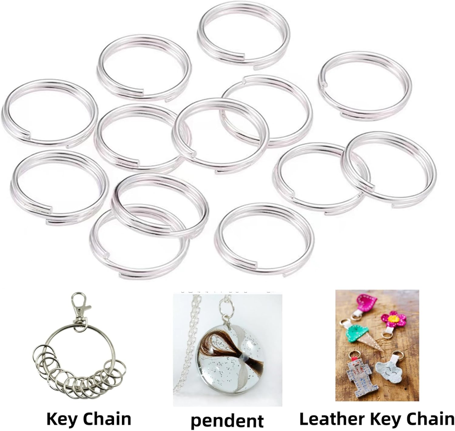 Llaveros pequeños de 0.47 pulgadas a granel, 200 anillos divididos para llaveros, manualidades y conectores de llavero de metal, accesorios de