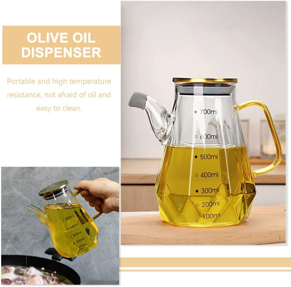 UPKOCH Botella dispensadora de aceite para freír, botella de aceite de vidrio con asa y tapa, dispensador de aceite y vinagre, contenedor de líquido