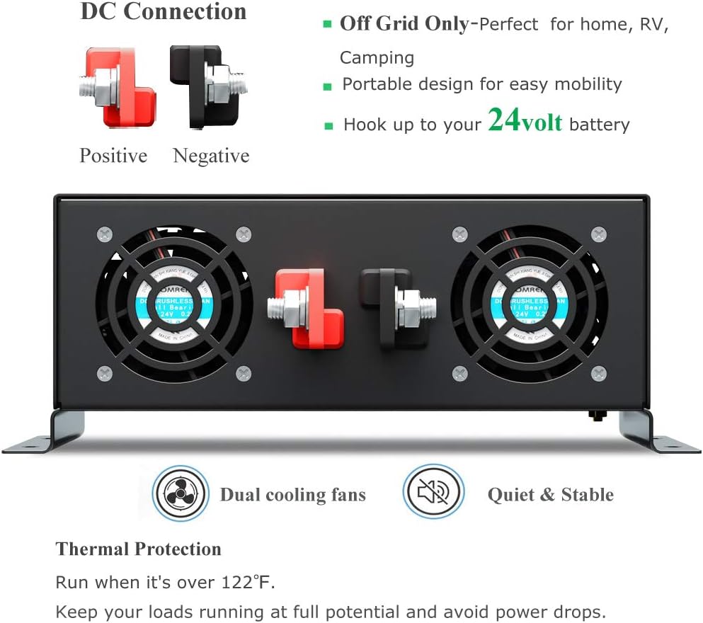 WZRELB Inversor de energía solar confiable de 3000 W fuera de la red Convertidor de voltaje de 24 V CC Pantalla LED de onda sinusoidal pura Dual