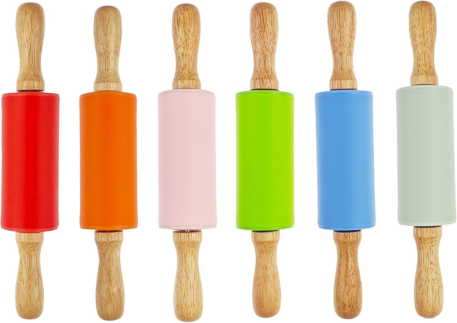 Paquete de 6 rodillos pequeños para niños, rodillos para niños para la cocina del hogar (6 colores) (9 pulgadas)