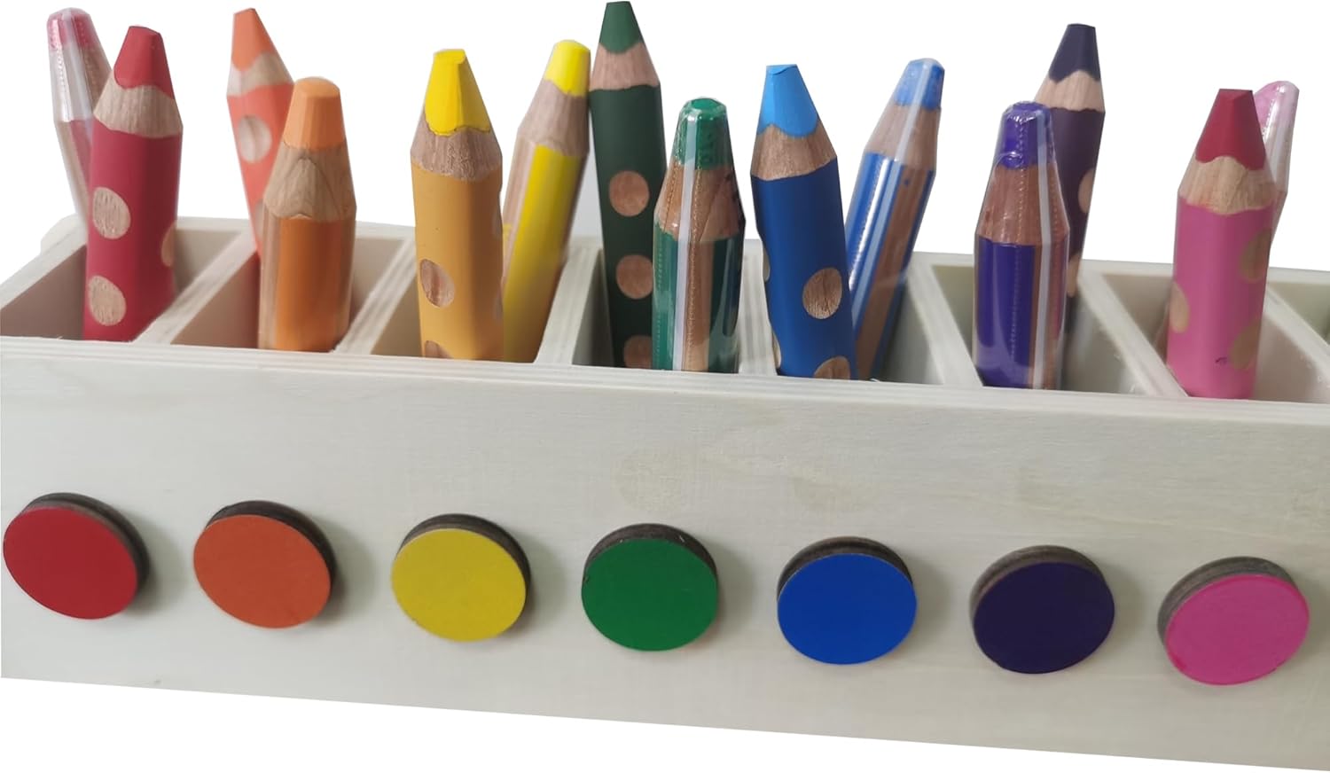 Montessori – Soporte para bolígrafos de madera para niños, organizador de escritorio de clasificación de colores para niños de jardín de infantes