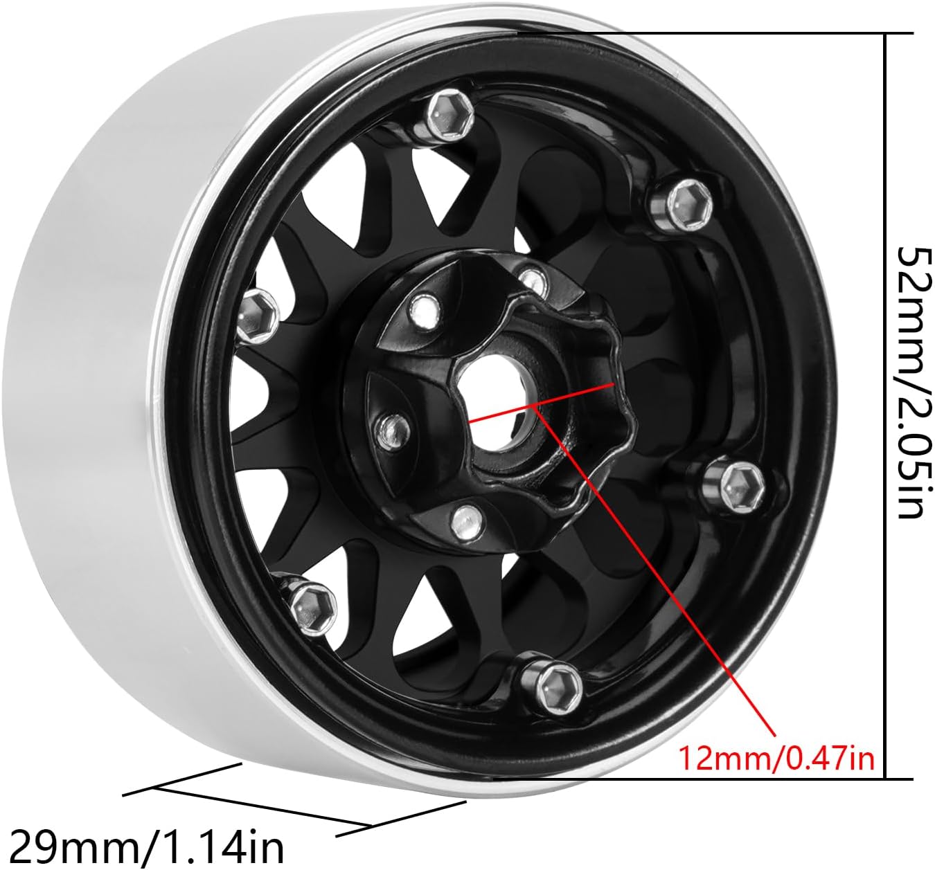 INJORA 1.9 “Beadlock llanta de rueda compensación negativa 0.409 in CNC Rueda de aluminio para TRX4 SCX10 Gen8 VS4-10 110 RC Crawler Car (negro)