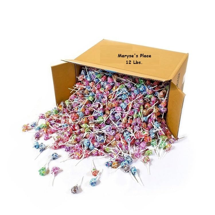 Maryse ‘s Place Dum Dums Pops, paletas de sabores surtidos en caramelos a granel, 12 libras (192 onzas) – 1000 piezas – Sabores clásicos de todos