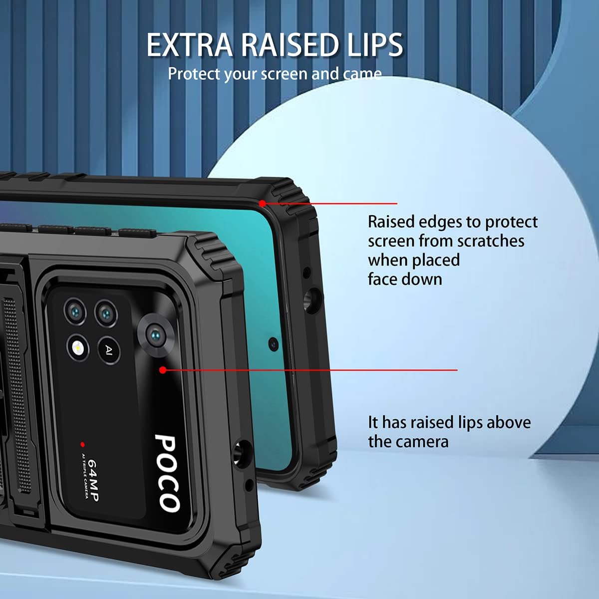 CCSamll – Funda para Xiaomi Poco M4 Pro 4G (no 5G) con funda de clip para cinturón, funda de protección resistente de grado militar con soporte,