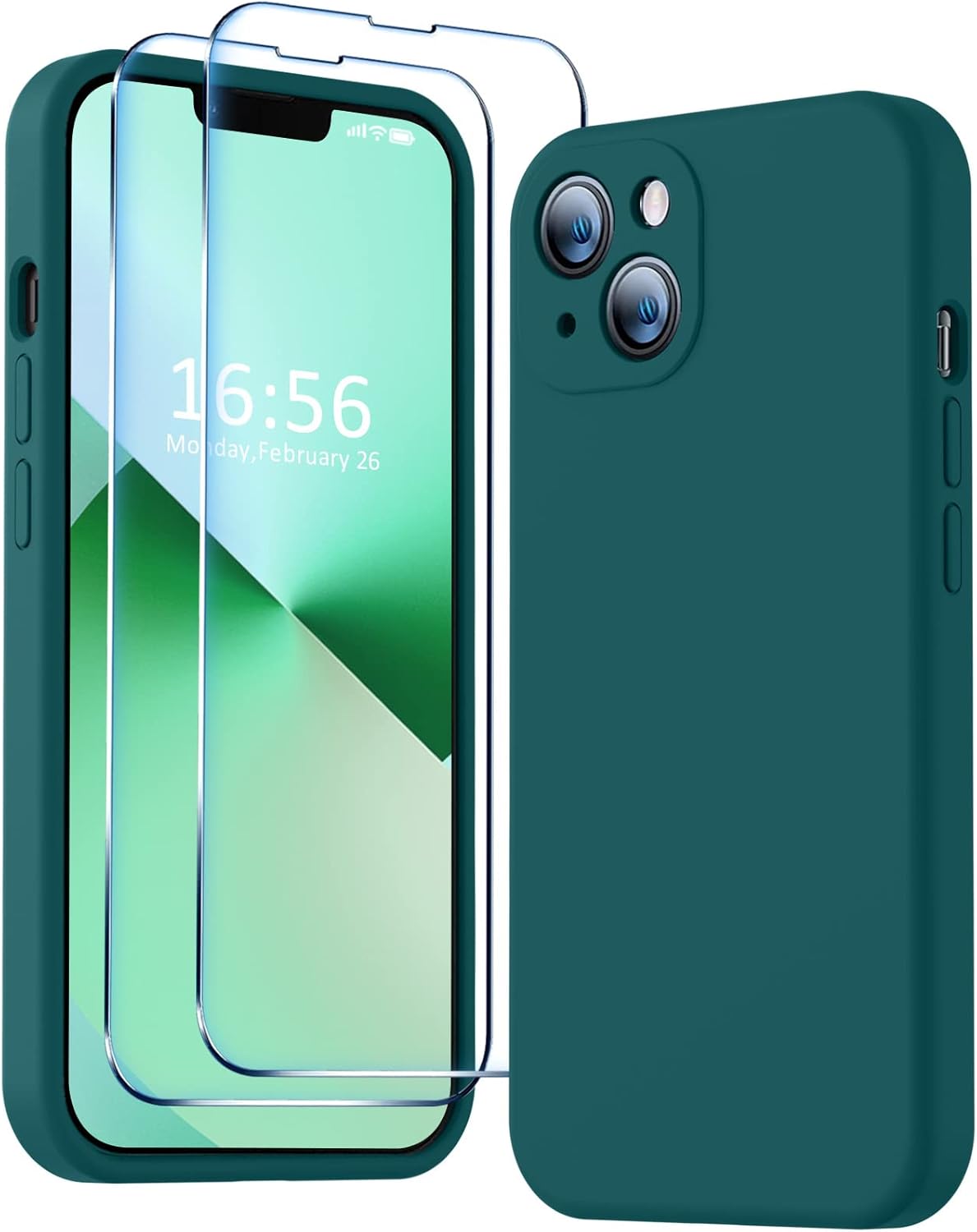 BossKiss Funda compatible con iPhone 13, silicona de alta calidad mejorada protección de cámara 2 protectores de pantalla forro de microfibra suave