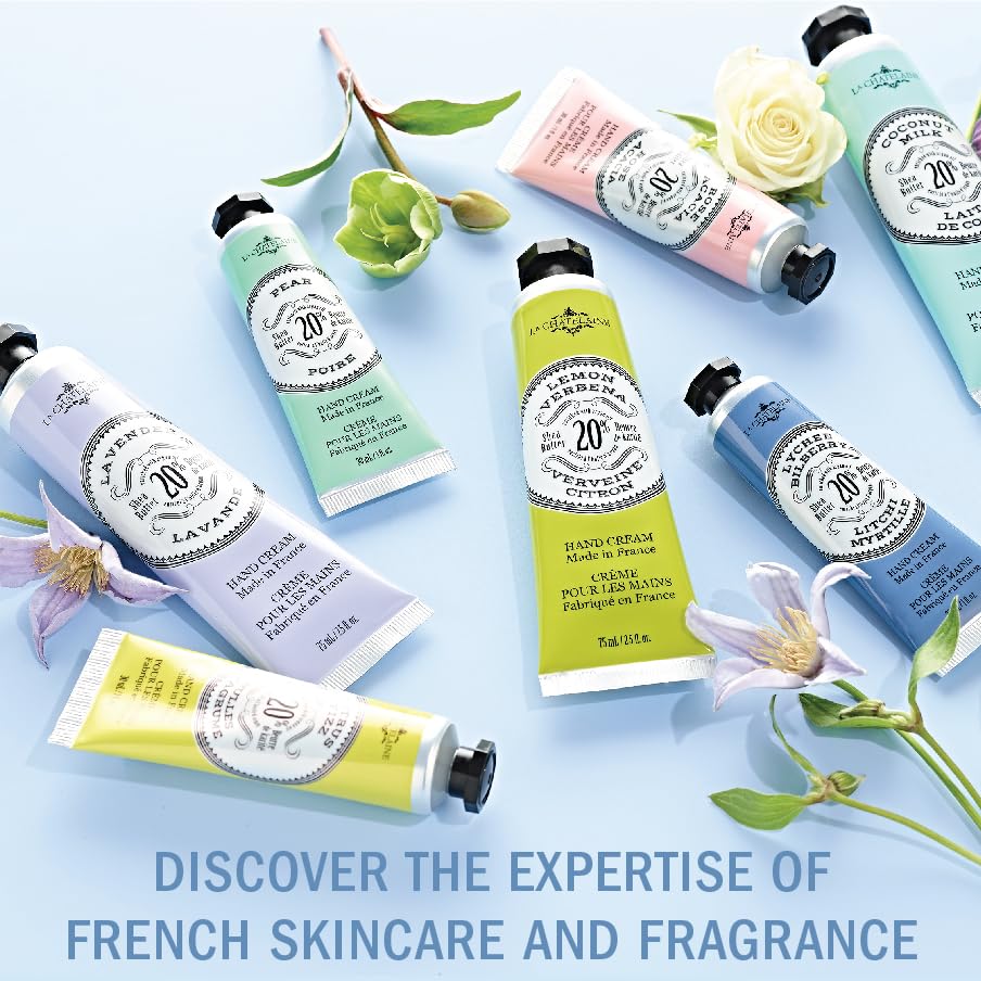 La Chatelaine Set de regalo de crema de manos para mujer, loción de manos tamaño viaje, crema de manos natural fabricada en Francia con 20% de