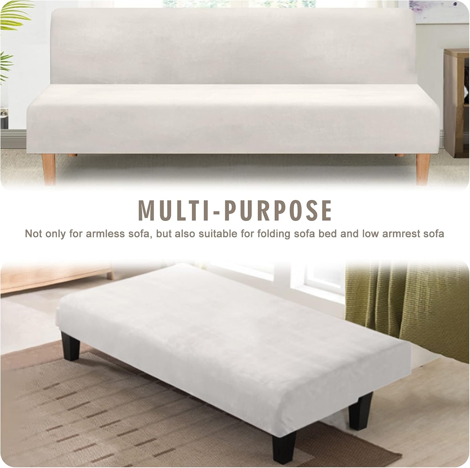 MIFXIN Funda para sofá futón sin brazos, de terciopelo, elástica, plegable, suave, elástica, protector de muebles para futón, sofá cama, sin