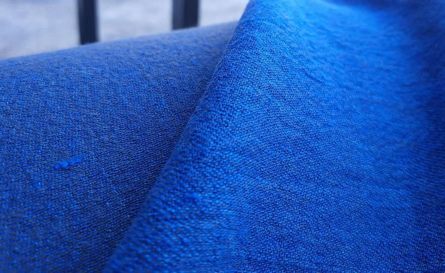 Tela de lino y algodón de sarga azul marino  Material versátil y duradero, ideal para ropa, costura y manualidades