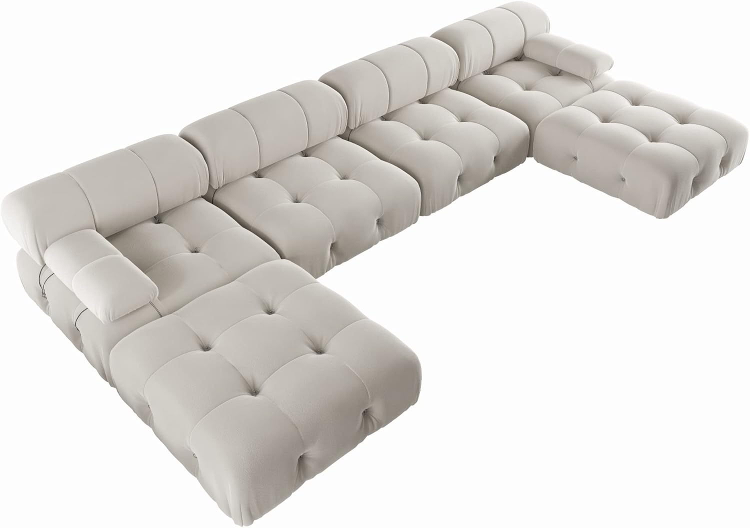 Sofá modular moderno de terciopelo, sofá modular minimalista en forma de U de 6 plazas con 2 otomanas para sala de estar, oficina, apartamento (138