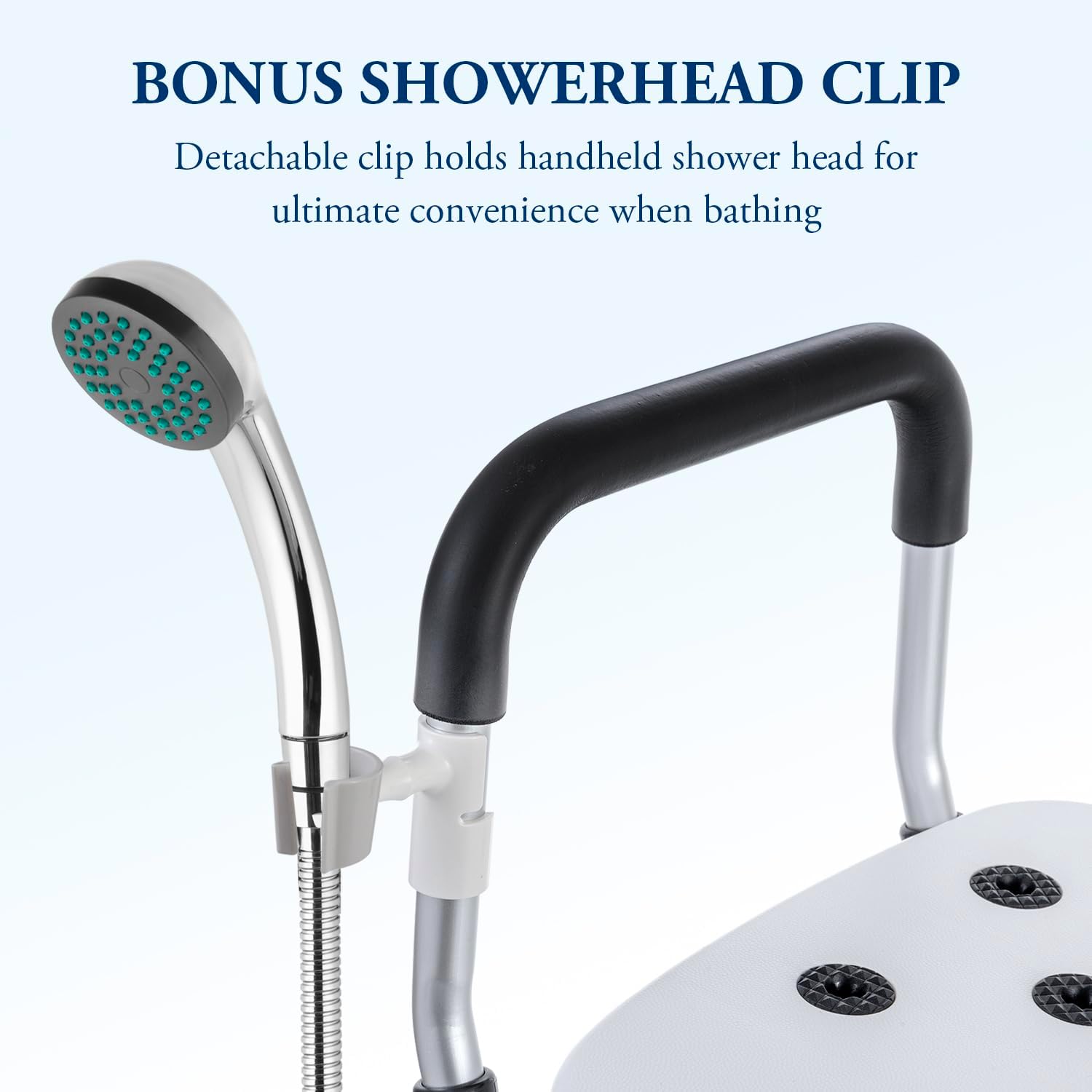 MyGift Silla higiénica ajustable de grado profesional para ducha y bañera con cojín recortado, respaldo de asiento y reposabrazos de agarre