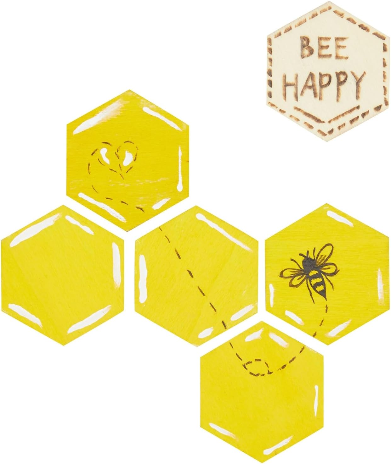 Bright Creations Paquete de 100 piezas hexagonales de madera sin terminar para manualidades, recortes de rebanadas de madera de 0.098 in (2 x 2