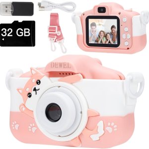 DEWEL Cámara para niños, cámara de juguete, cámara para niños, cámara de video digital selfie HD 1080P para niñosniñas, mini videocámara para niños DEWEL Cámara para niños, cámara de juguete, cámara para niños, cámara de video digital selfie HD 1080P para niñosniñas, mini videocámara para niños