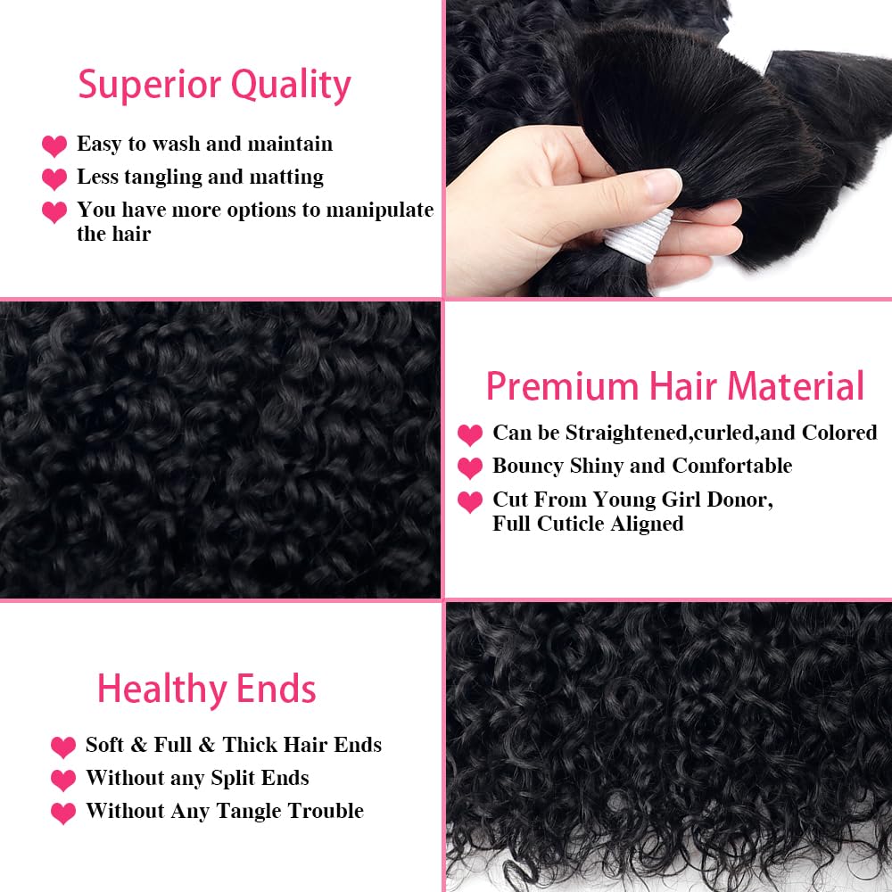 Nvnvdij Cabello liso a granel para trenzar, 3.53 oz por paquete, extensiones sin trama, 100% cabello humano Remy natural a granel (14 pulgadas,