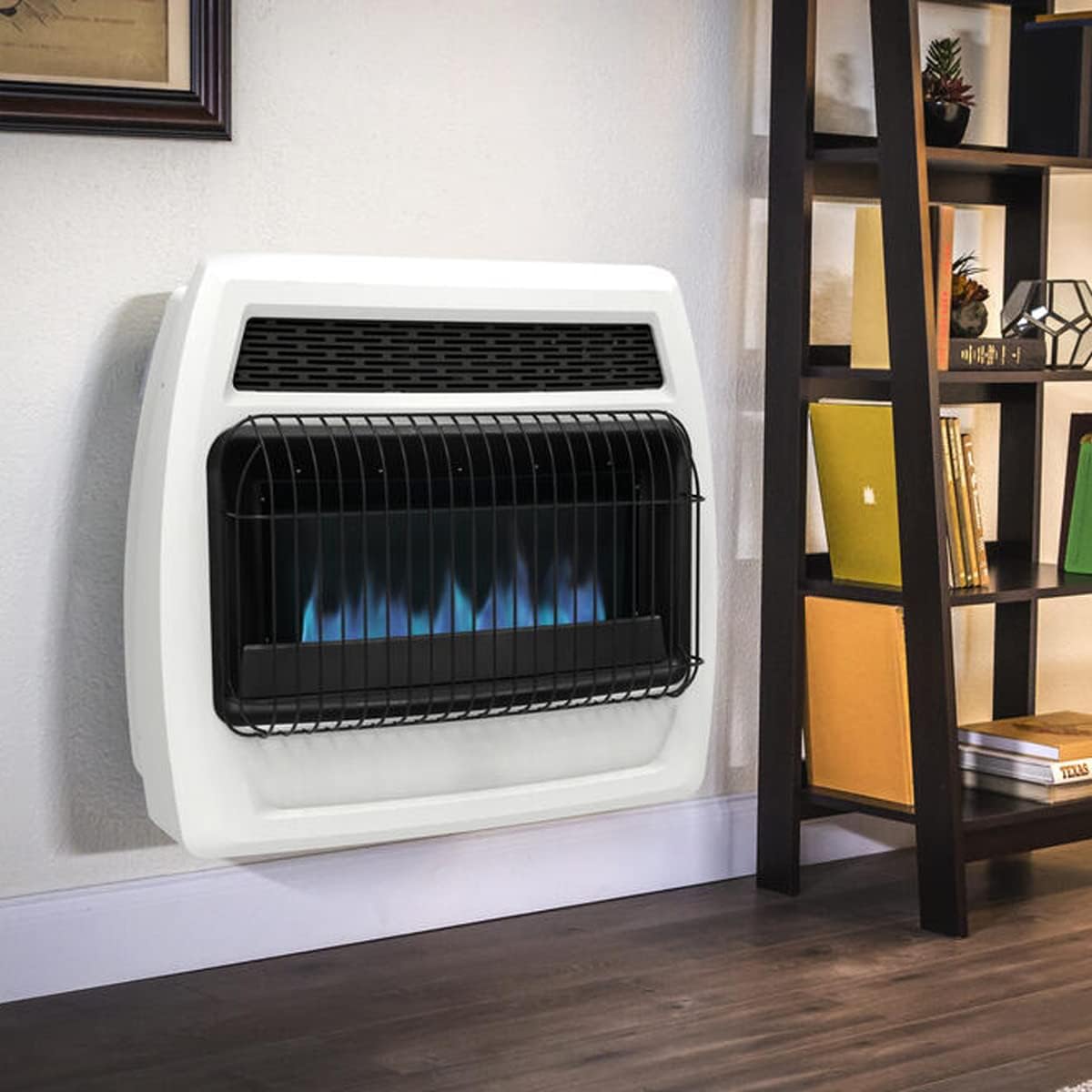 Calentadores de pared de gas natural de 30,000 BTU para uso en interiores, llama azul, sin ventilación, con patas base