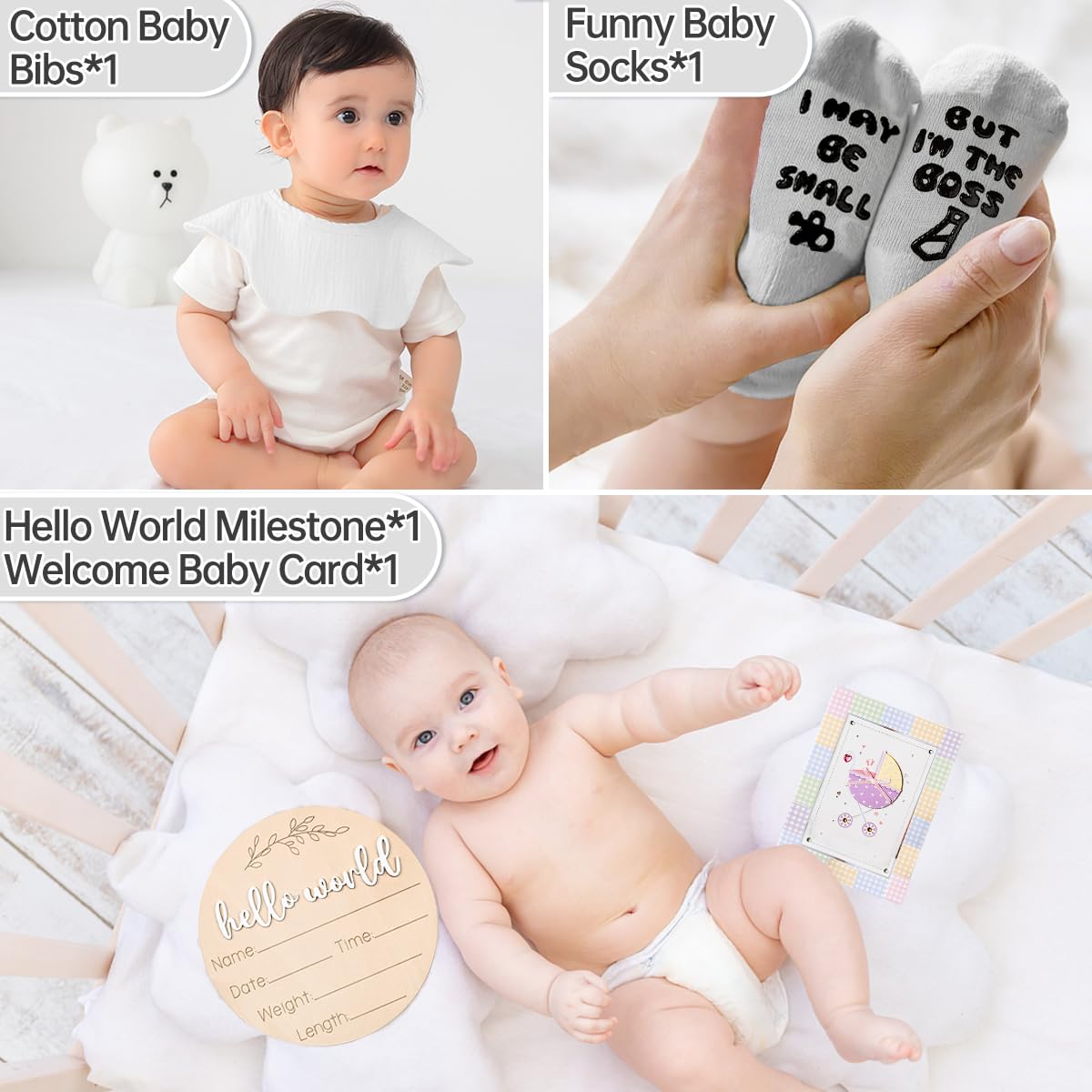 Regalos de baby shower, regalos de bebé recién nacido para niños, cesta de revelación de género, incluye manta de bebé, juguete de sonajero de