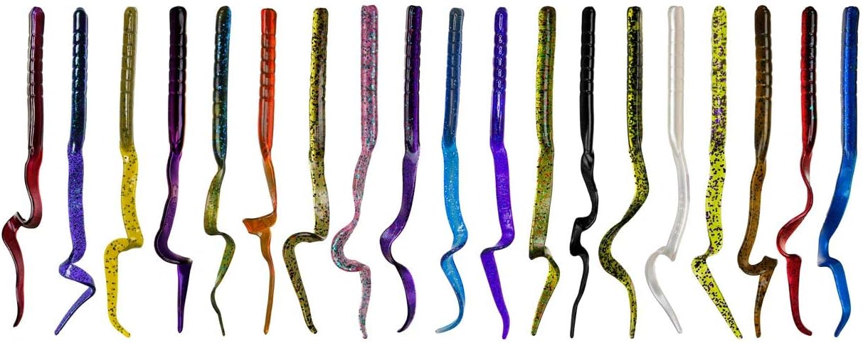 Charlie’s Worms Señuelos artificiales de cebo de pesca de 10 pulgadas con cola de cinta, para agua dulce y salada, con bajo suave, perfumado,