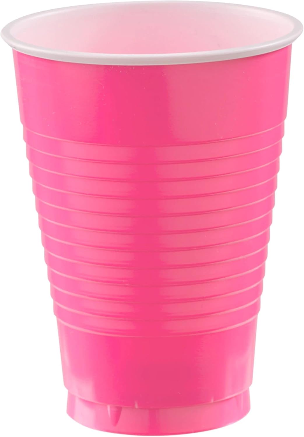 Vasos de plástico rosa brillante (paquete de 20)  12 onzas  Vasos versátiles para interiores y exteriores, fiestas, bodas, cumpleaños, celebraciones
